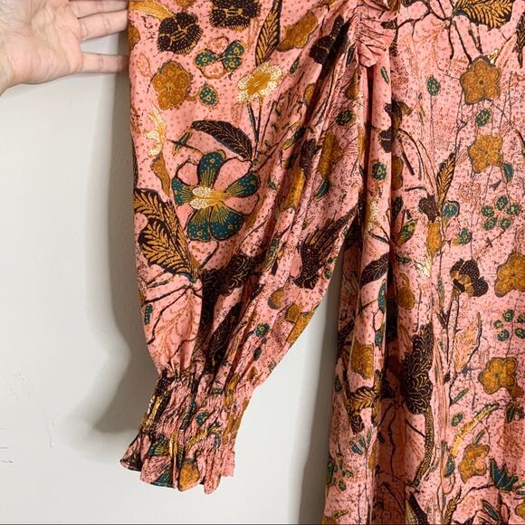 NEW Ulla Johnson Devya Mini Dress (Sz 0) Puff Sleeve Ruffle Trim Blush Floral - Picture 7 of 14